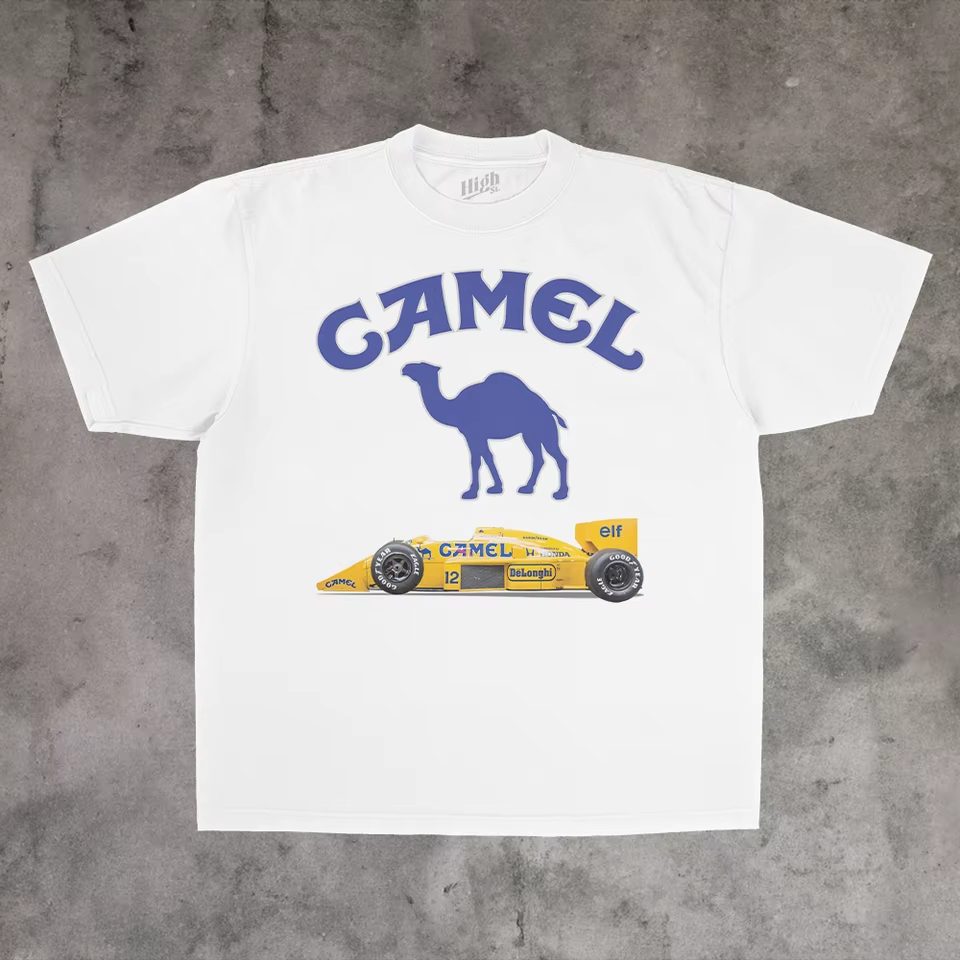 빈티지 레이싱 클래식 카멜 트렌디 브랜드 티셔츠 코튼  - Streetwear Brand Vintage 리뷰 및 가격