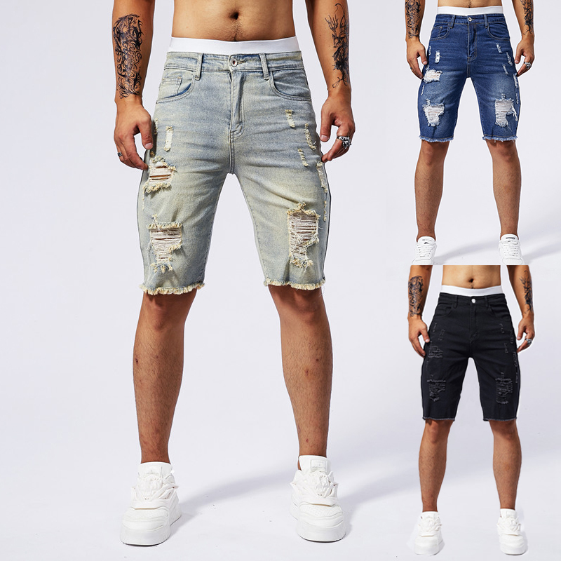 2025 여름 뉴 남성 찢어진 데님 반바지 패션 빈티지 - Streetwear Brand Denim 리뷰 및 가격